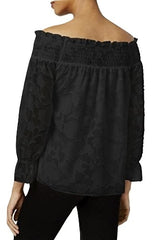 Bar III Textured Off-The-Shoulder Top Deep Black - Gear Relapse 