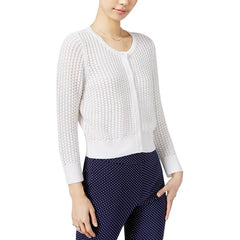 Maison Jules Honeycomb-Stitch Cotton Cardigan Bright White XXS