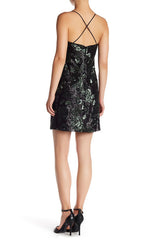 Vera Wang Women's Lavender Sequin Cocktail Dress Black 14