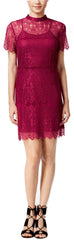 kensie Women's Short-Sleeve Lace Dress Rasberry Wine S
