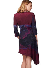 Rachel Roy Women's Side Tie Pleated V-Neck Dress Mulberry 0