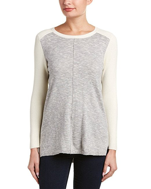 kensie High-Low Colorblocked Sweater Grey Multi M