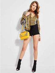 GUESS Rae Snake-Print Bodysuit Medallion Snake Black Multi M