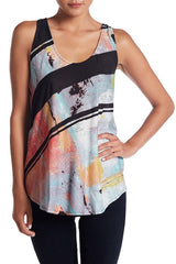 RACHEL Rachel Roy Women's Printed Tie-Back Top Pastel Combo S