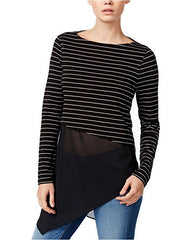 Bar III Layered Mixed Media Top Black Stripe M - Gear Relapse 