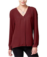 Bar III Long-Sleeve V-Neck Top Tile Red - Gear Relapse 