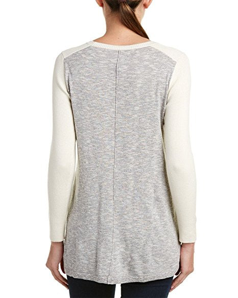kensie High-Low Colorblocked Sweater Grey Multi M