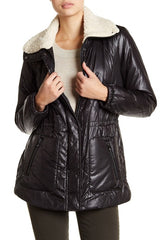 Kenneth Cole Faux Shearling Trim Puffer Coat