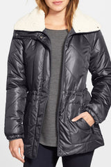 Kenneth Cole Faux Shearling Trim Puffer Coat