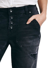Free People Women's Mid-Rise Relaxed Mountaineer Jean Black 0
