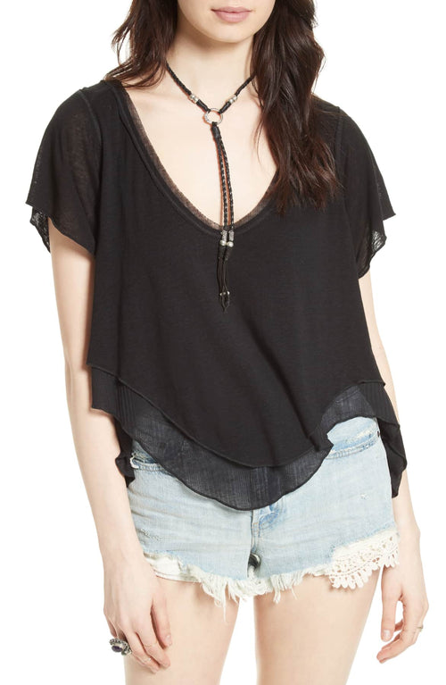 Free People Cookie Layered-Look T-Shirt Black S - Gear Relapse 