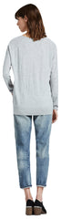 Lucky Brand Women's Raglan Lace-Up Long Sleeve Sweater Grey XL