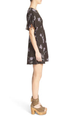 Free People 'Melanie' Floral Print Fit & Flare Dress Night Combo 0