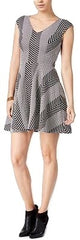 Bar III Textured Fit & Flare Dress Black Combo XXS - Gear Relapse 