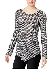 Bar III Asymmetric Knit Casual Top Grey Combo M - Gear Relapse 