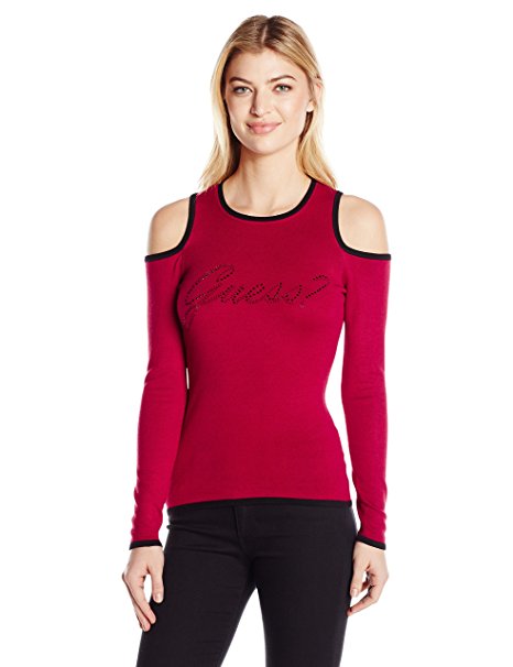 GUESS Holly Cold-Shoulder Graphic Top Chili Red XS