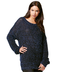 Rachel Rachel Roy Women's Metallic Pullover Sweater Sapphire Combo M