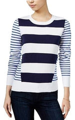 Maison Jules Mixed Stripe Sweater Bright White Combo XS