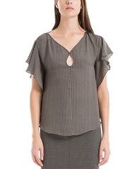Max Studio London Keyhole Flutter-Sleeve Top