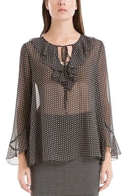 GUESS Women's Sheer Smocked Top Madison Plaid Sultry Red Multi S