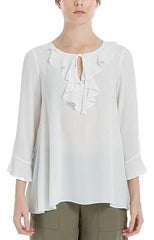 Max Studio London Printed Ruffle Top