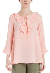Max Studio London Printed Ruffle Top