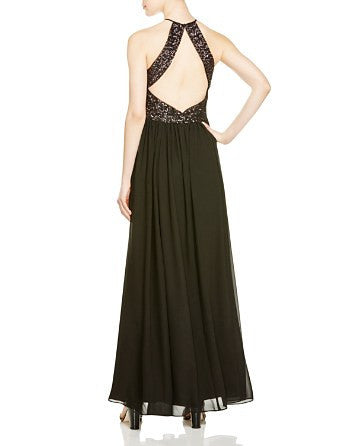 Vera Wang Embellished Bodice Gown Black