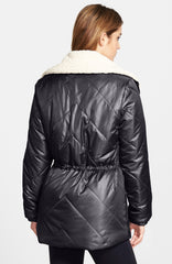 Kenneth Cole Faux Shearling Trim Puffer Coat