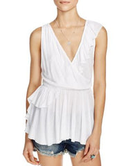 Free People Float Away Draped Peplum Top Ivory M - Gear Relapse 