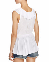 Free People Float Away Draped Peplum Top Ivory M - Gear Relapse 