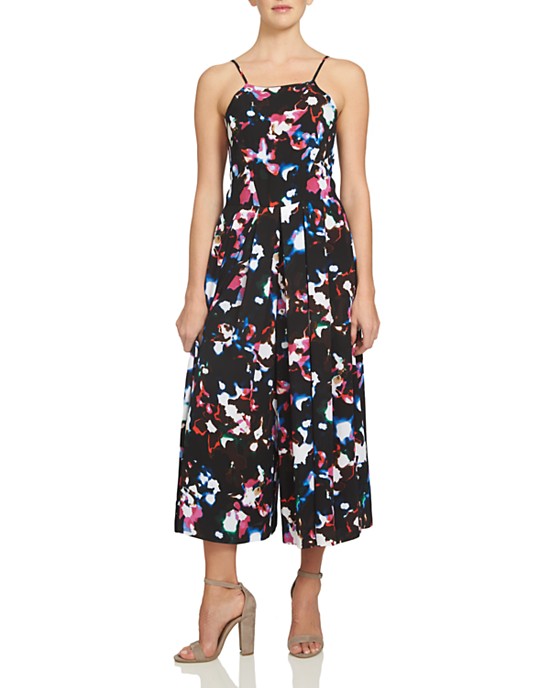 1.STATE Abstract Floral Pleated Wide Leg Jumpsuit Rich Black 0 - Gear Relapse 