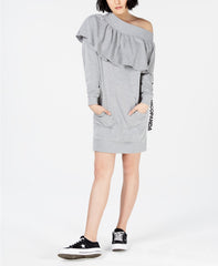 NICOPANDA Off-The-Shoulder Sweatshirt Dress Heather Grey S