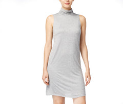 kensie Women's Sleeveless Slip On Turtleneck Dress Heather Grey S