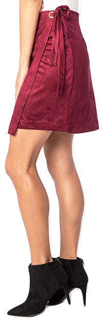 Kensie Women's Drapey Faux Suede Skirt Wine XS