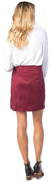 Kensie Women's Drapey Faux Suede Skirt Wine XS