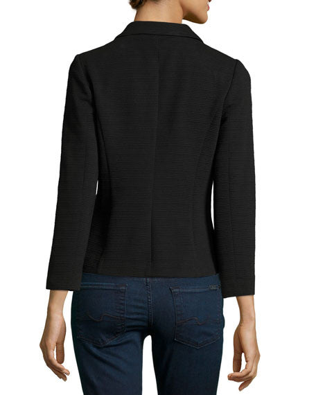 Kensie Long-Sleeve Ribbed Blazer Black XS
