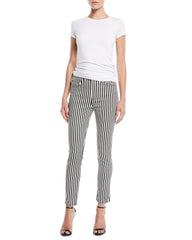 rag & bone Women's High-Rise Ankle Skinny Jeans in Black and White Stripe