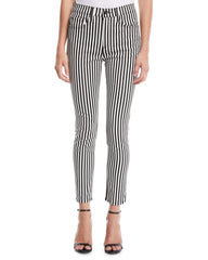 rag & bone Women's High-Rise Ankle Skinny Jeans in Black and White Stripe