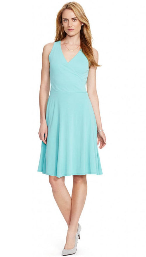 Lauren Ralph Lauren Women's Jersey Surplice Dress Desert Turquoise XS