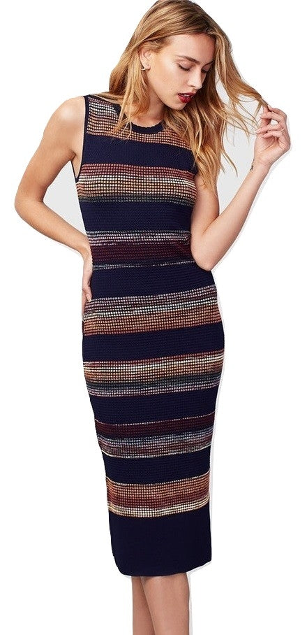 RACHEL Rachel Roy Women's Striped Midi Sweater Dress Navy Combo S