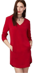 RACHEL Rachel Roy Women's V-Neck Long Sleeve Shift Dress Passion 0
