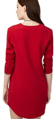 RACHEL Rachel Roy Women's V-Neck Long Sleeve Shift Dress Passion 0