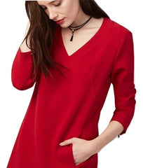 RACHEL Rachel Roy Women's V-Neck Long Sleeve Shift Dress Passion 0