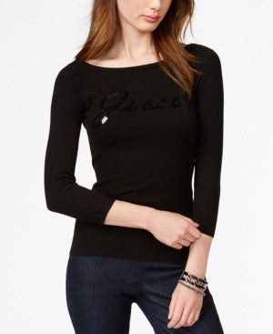 Kensie Women's Fuzzy Mixed-Media Long Sleeve Sweater Fern Combo