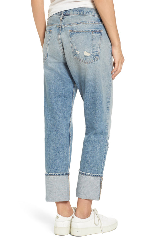 Current/Elliott Women's The His Relaxed Boyfriend Distressed Jeans
