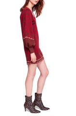 Free People Musics Lyrics Printed Mini Dress Red Combo - Gear Relapse 