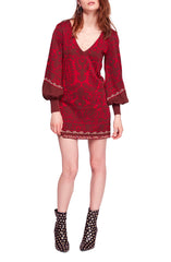 Free People Musics Lyrics Printed Mini Dress Red Combo - Gear Relapse 