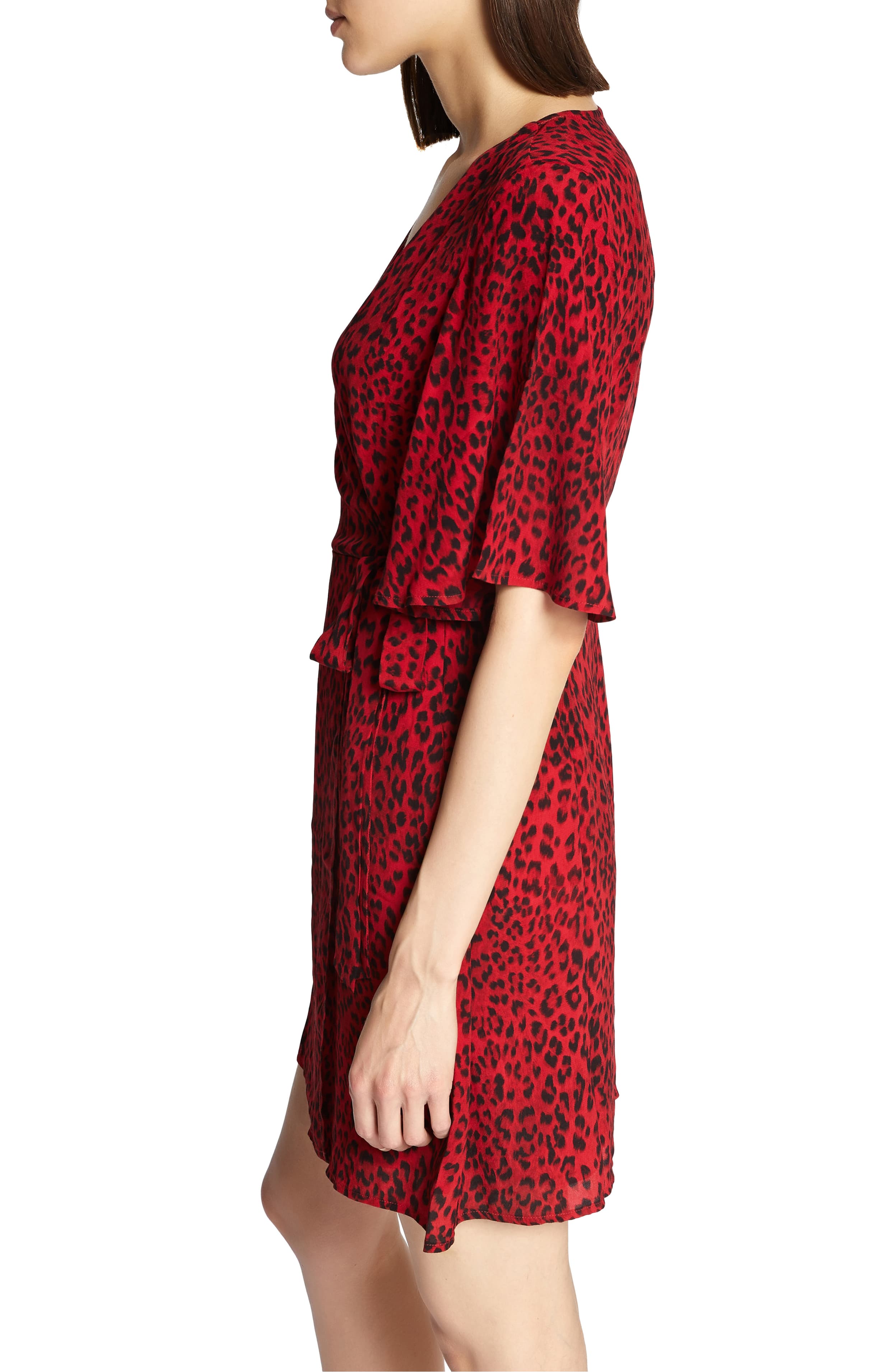 Sanctuary Girl on Fire Faux-Wrap Dress Red Leopard XS