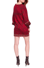 Free People Musics Lyrics Printed Mini Dress Red Combo - Gear Relapse 