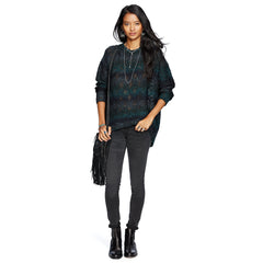 Denim & Supply Ralph Lauren High-Low-Hem Sweater Teal Multi XS - Gear Relapse 